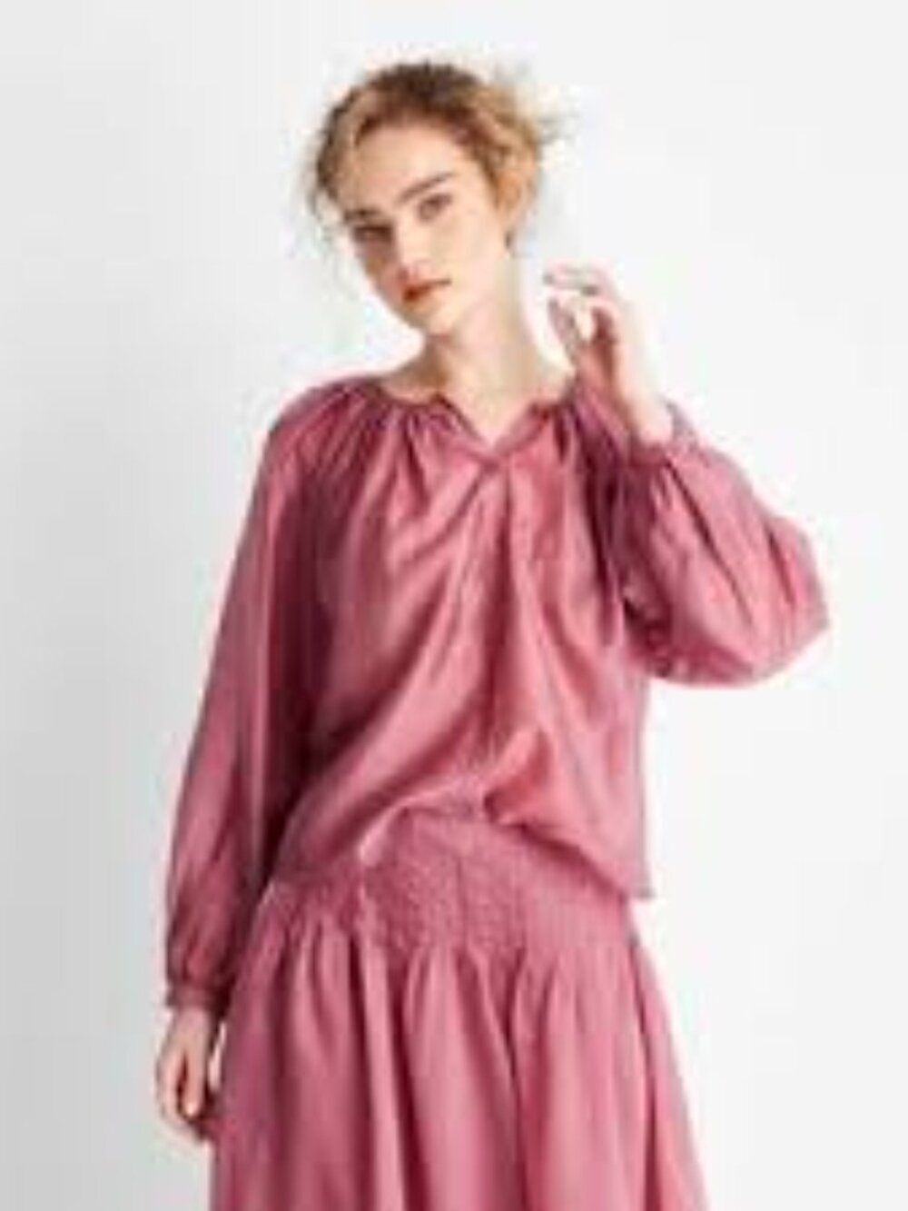 Future Collective Red Balloon Long Sleeve Flowy Top Size Medium semi sheer